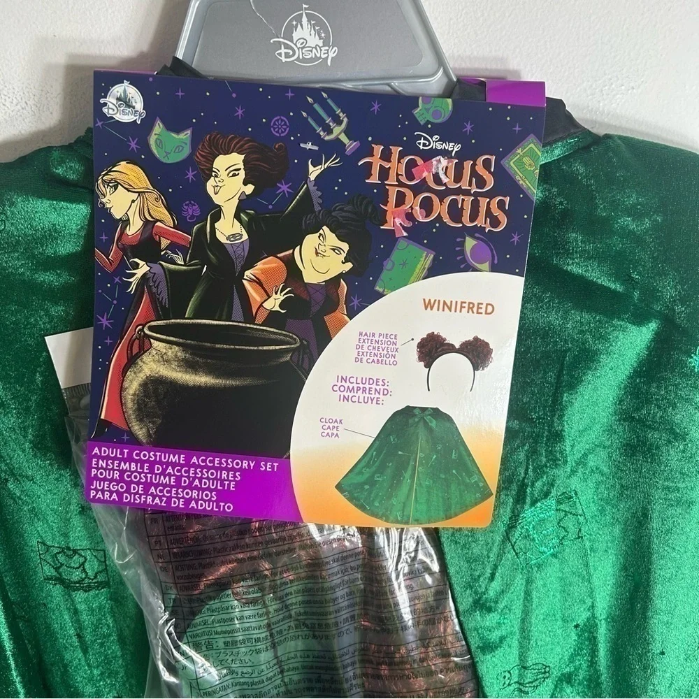 Disney Hocus Pocus Winifred Adult Costume Set NEW Cape Hair Piece Halloween